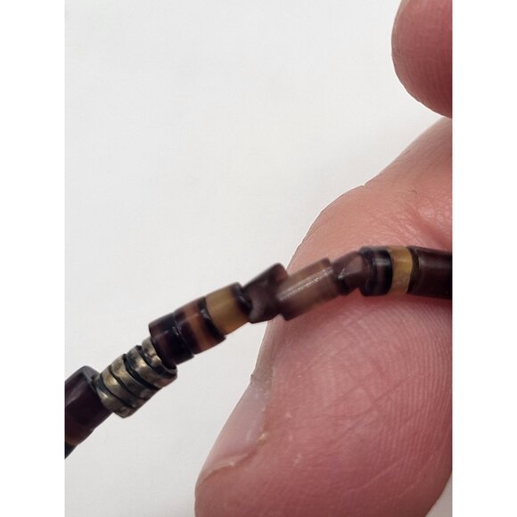 Shell Heishi Beaded Necklace with Rectangle Abalone Pendant 925 Clasp Beachy - Picture 10 of 10